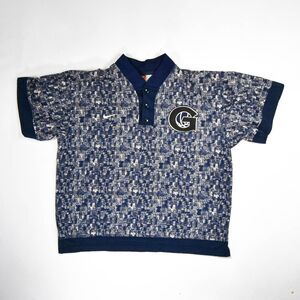 Vintage Nike Georgetown Hoyas Snap Button All-Over Print Polo Shirt - XL